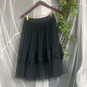 Aina Be Black Tulle Floral Lace layered Skirt